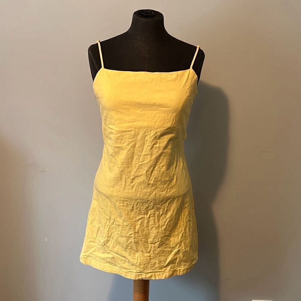 W. Studio Women's Yellow Sleeveless Linen Slip Dress